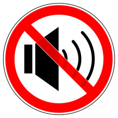 srr158 SignRoundRed - german - Verbotszeichen: Lautsprecher einschalten verboten - Ruhe / Stille - Radio stumm / lautlos - english - prohibition sign / speaker no sound allowed / mute - xxl g5058
