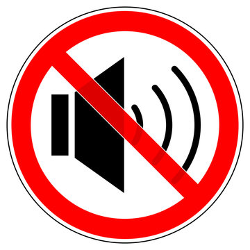 srr158 SignRoundRed - german - Verbotszeichen: Lautsprecher einschalten verboten - Ruhe / Stille - Radio stumm / lautlos - english - prohibition sign / speaker no sound allowed / mute - xxl g5058