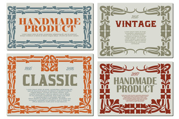 Vector flowers vintage labels on different versions.