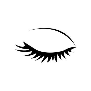 monochrome silhouette with female eye closed vector illustration