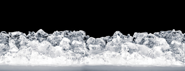 Fototapeta Pieces of crushed ice cubes on black background. Including clipping path. obraz