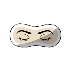 sticker color silhouette with female eyes closed and eyebrow vector illustration