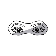 sticker outline woman with open eyes vector illustration