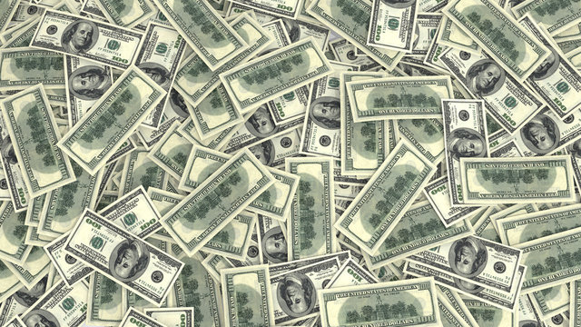 3D render, illustration,Heap of Dollar Bills background,close up