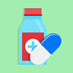 Medical medicine. Bottle and capsule