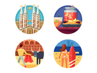 Holidays in Spain set icons