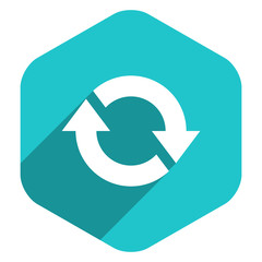 Flat Arrow Sign Refresh Icon Hexagon Button