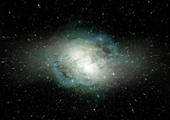 Stars, dust and gas nebula in a far galaxy