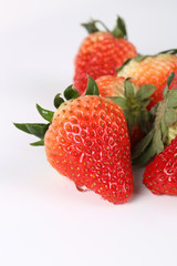 Delicious strawberries on a white background
