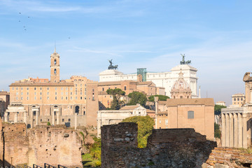 Obraz premium Rome, Italy. Ancient ruins at the Roman Forum