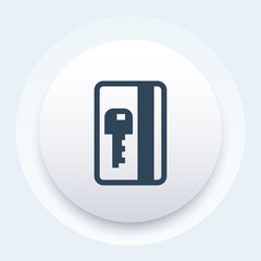 electronic pass icon, card key vector sign