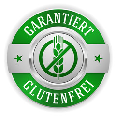 Garantiert Glutenfrei Siegel mit silbernem Rand 