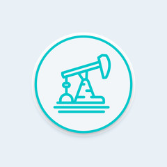 Oil pump, derrick line icon, vector illustration