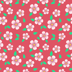 Cherry flowers seamless pattern