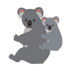 Cartoon Koala with Baby. Vector Illustration