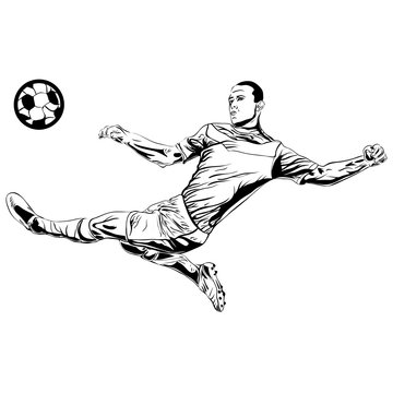 football soccer player sketch with ball isolated