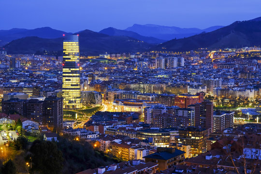 Bilbao city at night, North Spain.