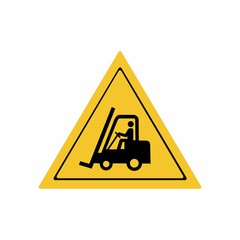 Forklift trucks and other industrial vehicles sign vector design isolated on white background
