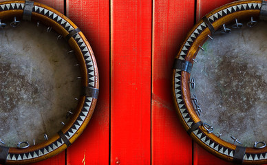 Central Asian tambourine. Uzbek doira. The traditional uzbek musical instrument doira