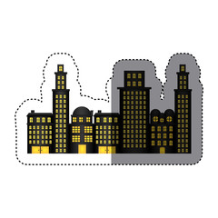 sticker urban cityscape and residential apartments vector illustration