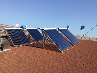 Fototapeta premium Solar panels on the roof of the house
