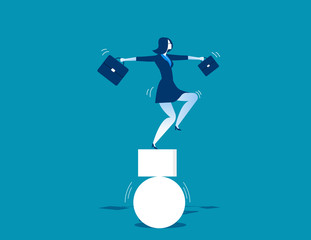  Businesswoman and unbalanced. Concept business illustration