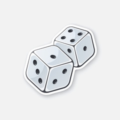 Sticker two white dice with contour 