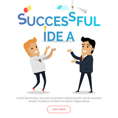 Successful Idea Conceptual Flat Web Banner