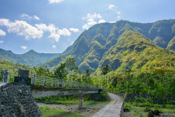 Fototapeta na wymiar Road in the mountains of the village of Amed, Bali, Indonesia