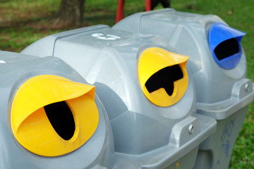 recycle bins in public park