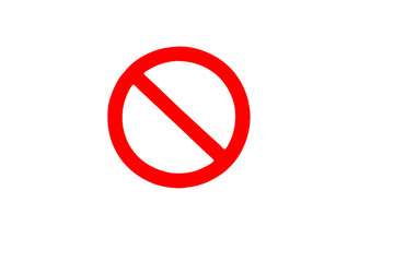 red symbol of must not on isolate have clipping path