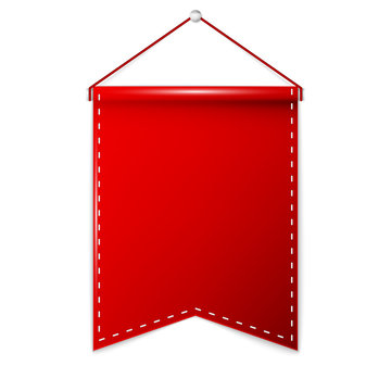 Red pennant hanging, mockup