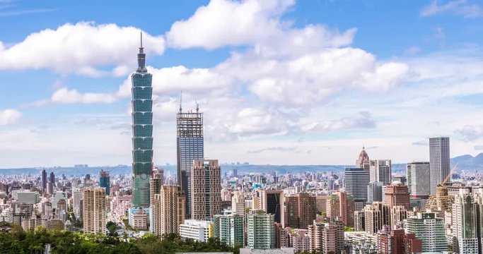 4k time lapse at sunny day with Taipei city,