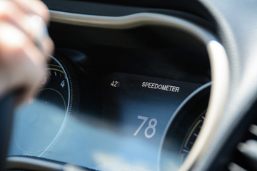 Car speedometer, measuring vehicle speed (Jeep)
