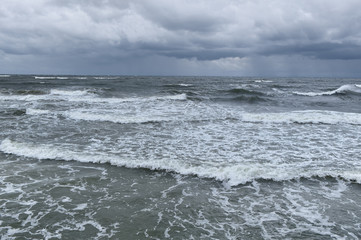 Storm on Baltic Sea. Dramatic sky and rough sea