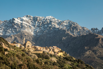 Fototapeta na wymiar Village of Montemaggiore and Monte Grosso in Corsica