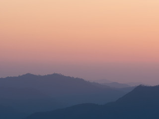 Beautiful mountain landscape in evening twilight