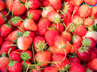 Closeup group of fresh strawberries texture background.
