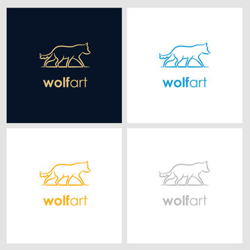 wolf line company logo. wild animal logo with minimalist concept