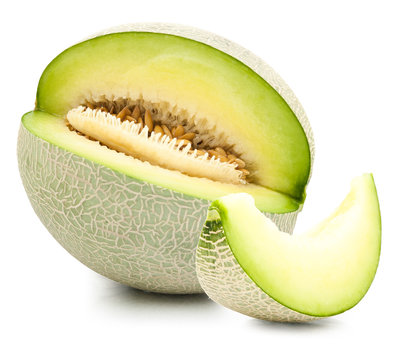 green cantaloupe melon isolated