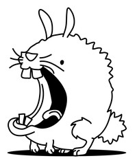 Bunny stylized cartoon line drawing, vertical, vector illustration, isolated
