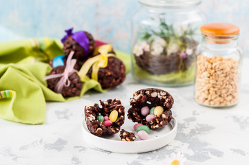 Easter Chocolate and Puffed Wheat Egg with Surprise