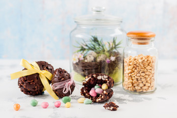 Easter Chocolate and Puffed Wheat Egg with Surprise