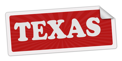 TEXAS label red on white