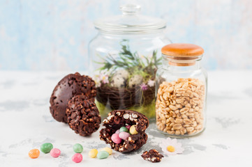 Easter Chocolate and Puffed Wheat Egg with Surprise