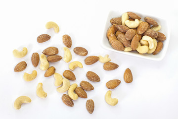 Close - up Healthy mixed nuts , Almond , Cashews nut