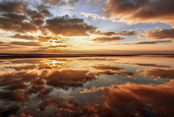Obraz premium Sonnenuntergang an der Nordsee