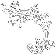 Vintage baroque ornament, corner. Retro pattern antique style acanthus. Decorative design element filigree calligraphy vector. - stock vector