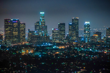Downtown Los Angeles at night, California, USA