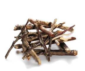 dry branches pile for fire isolated on white background